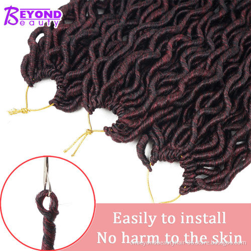 Wavy Goddess Locs Crochet Synthetic Braiding Hair Curly Ends Ombre Pre-Looped Faux Locs Hair Braids Crochet Locs Hair Extensions